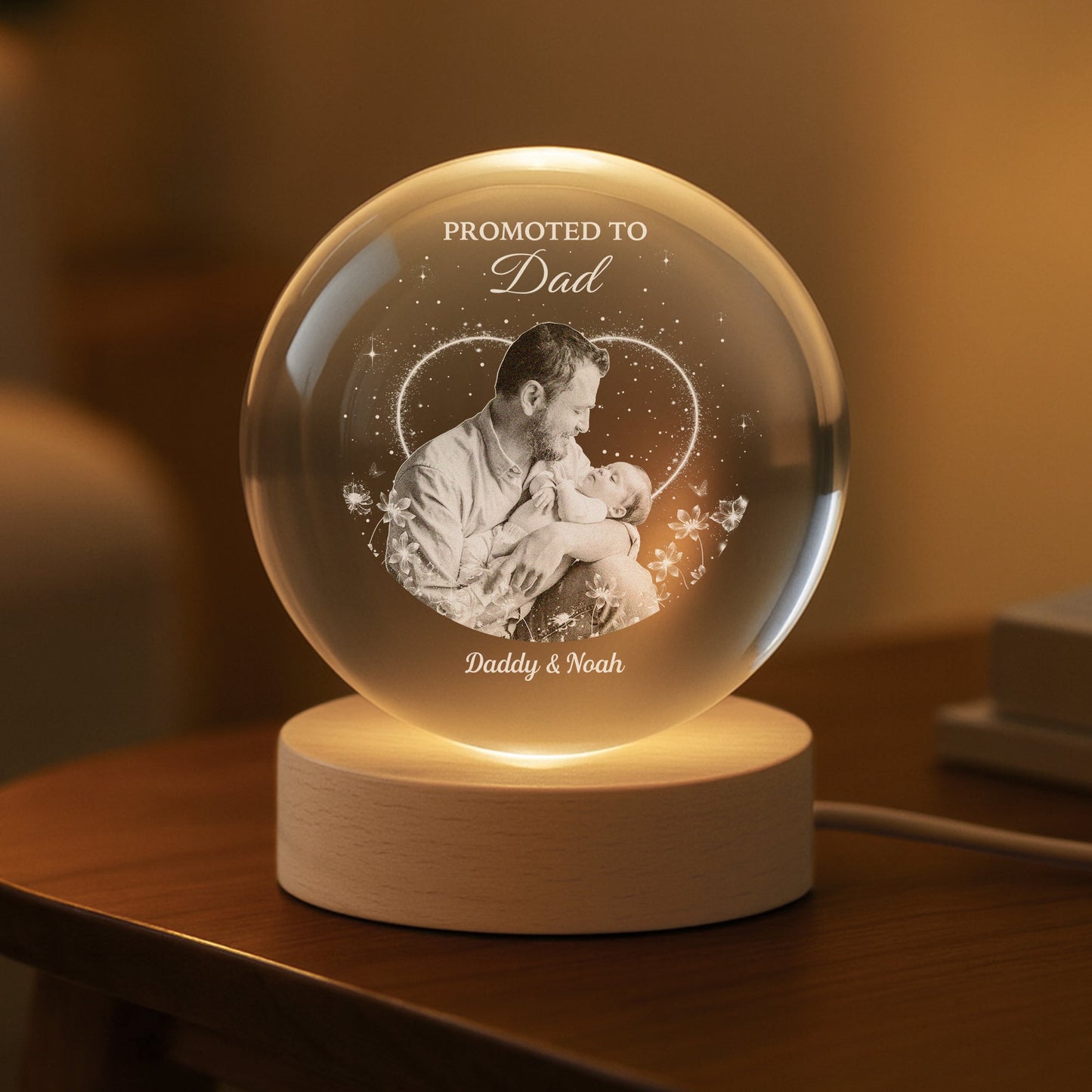 Personalised Photo Crystal Ball Lamp - Custom Gift For New Mum