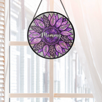 Personalized Sunflower Stained Glass Suncatcher - Custom Gifts for Mom & Grandma