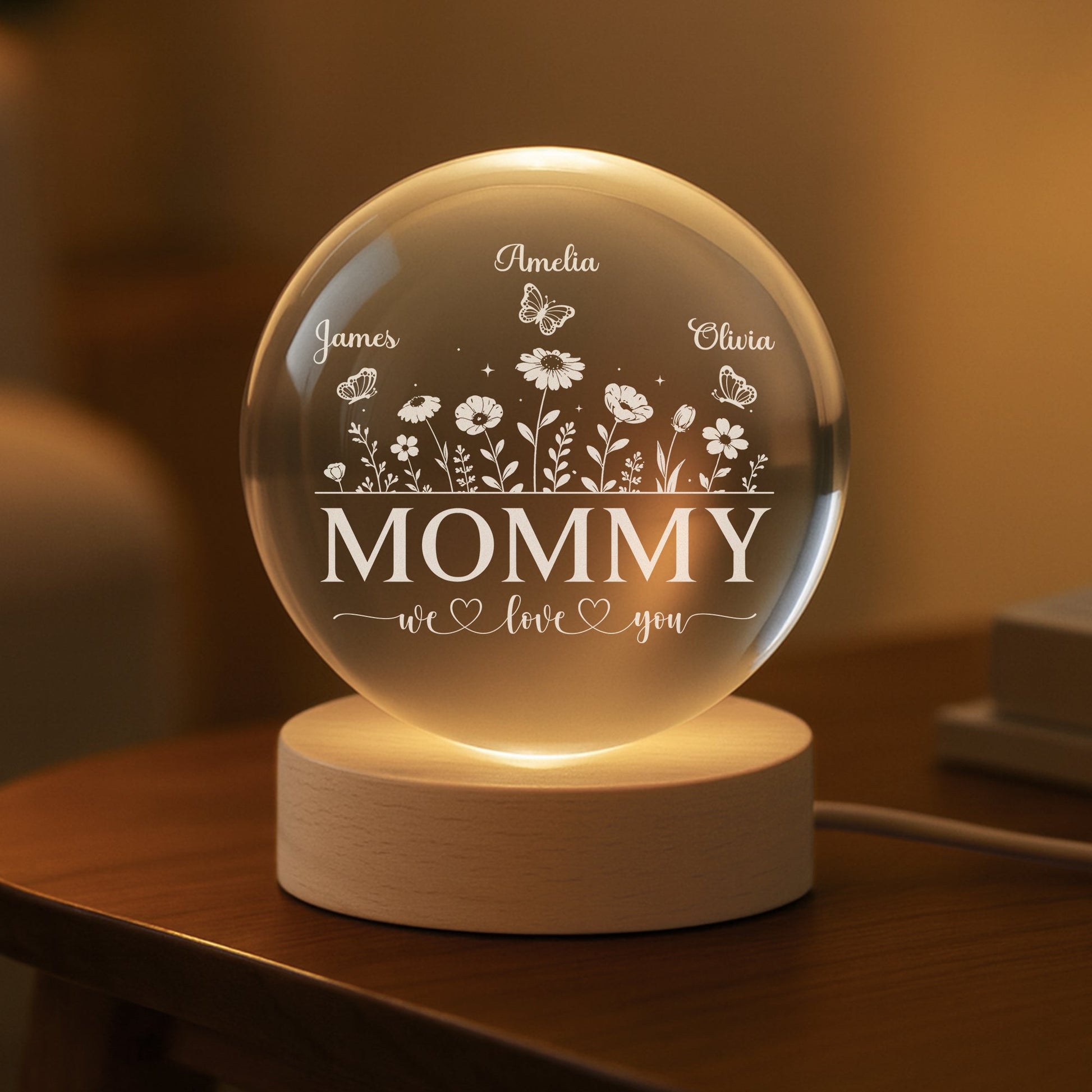 We Love You Crystal Ball Lamp - Custom Mothers Day Gifts For Mom/Grandma