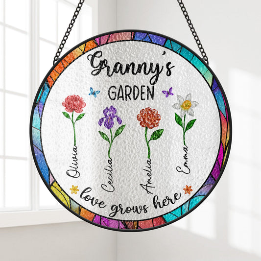 Granny's Garden - Personalised Stained Glass Suncatcher