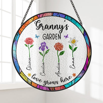 Granny's Garden - Personalised Stained Glass Suncatcher