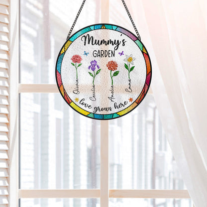 Granny's Garden - Personalised Stained Glass Suncatcher