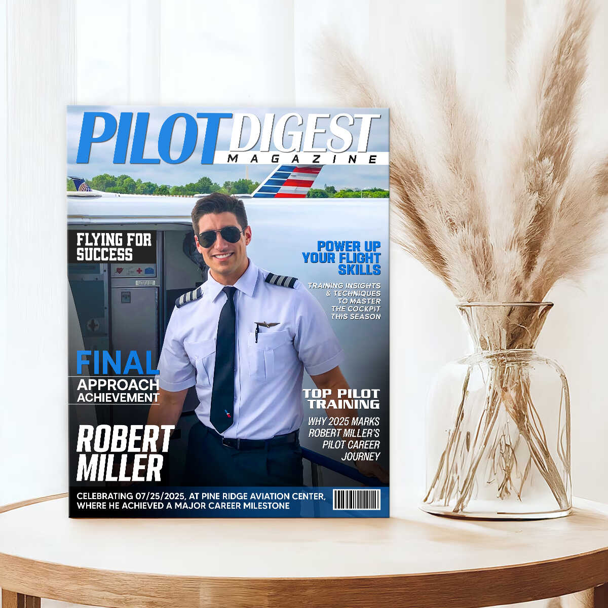 Personalized Custom Pilot Digest Magazine Cover Canvas / Poster – A Unique Gift for Pilots