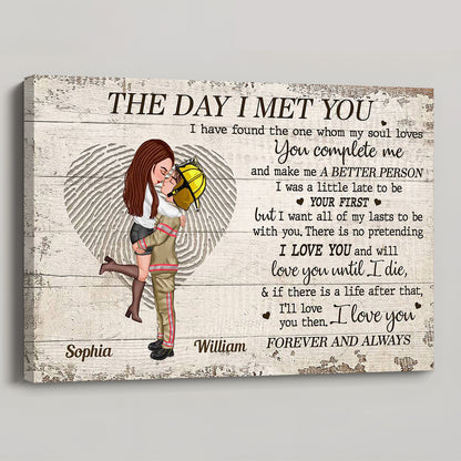 Personalized 'The Day I Met You' Couple Canvas - Custom Anniversary Gift