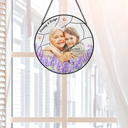 Personalised Photo Stained Glass Suncatcher - Custom Gift For Mum/Granny