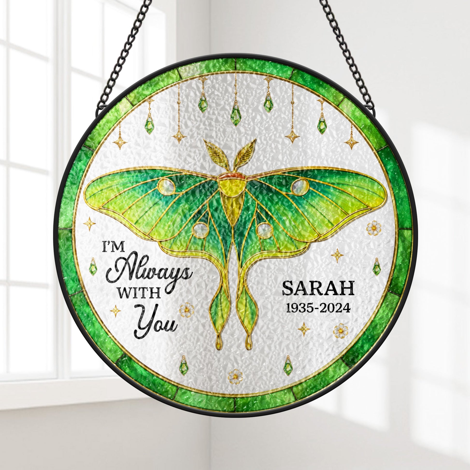 Butterfly Stained Glass Suncatcher - Personalized Memorial Gift for Loss of Mom or Dad