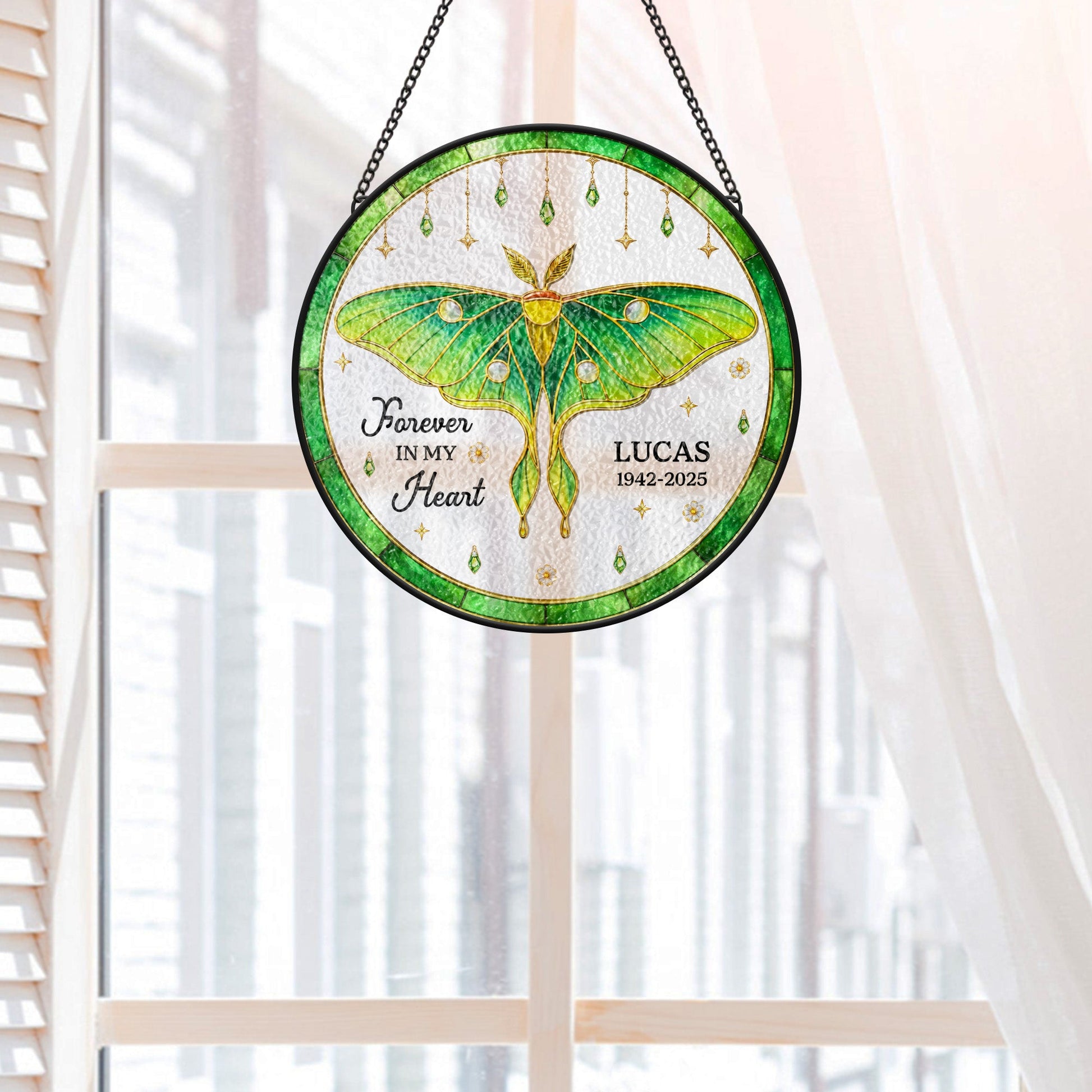 Butterfly Stained Glass Suncatcher - Personalized Memorial Gift for Loss of Mom or Dad