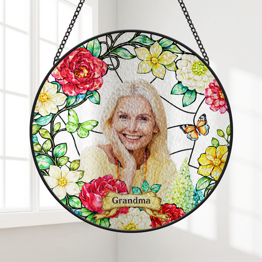 Personalized Photo Stained Glass Suncatcher - Custom Gift for Grandma & Mom