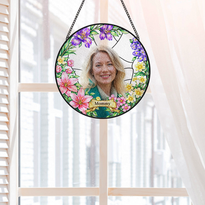 Personalized Photo Stained Glass Suncatcher - Custom Gift for Grandma & Mom