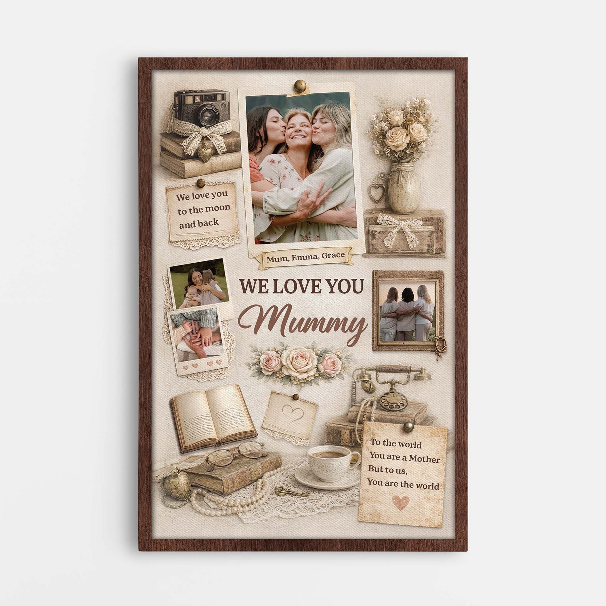 Personalised Vintage Photo Canvas / Poster - Custom Gift For Mum/Granny