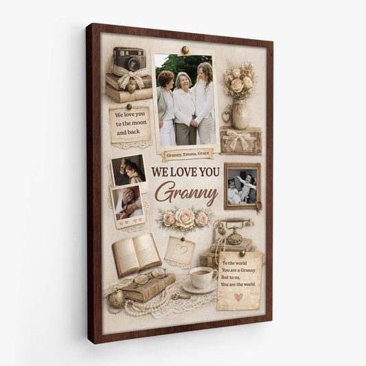 Personalised Vintage Photo Canvas / Poster - Custom Gift For Mum/Granny