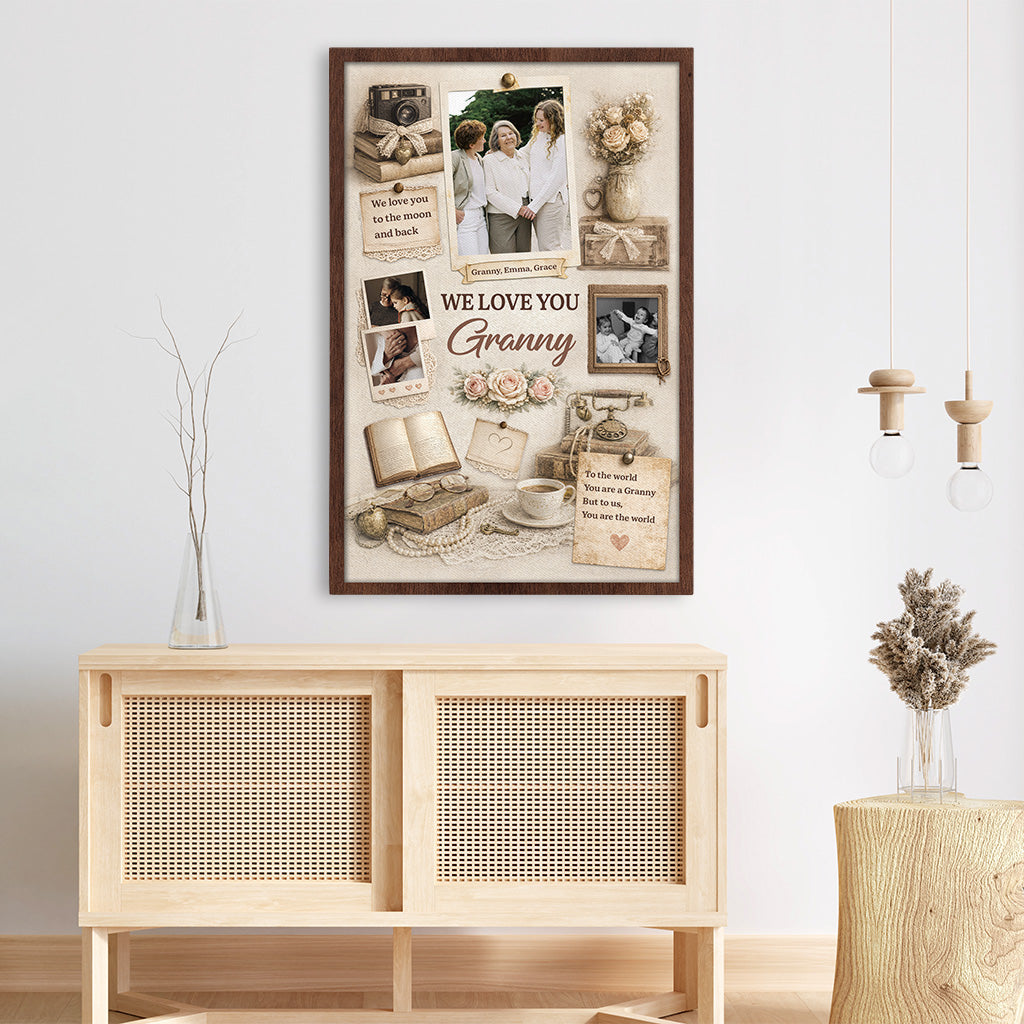 Personalised Vintage Photo Canvas / Poster - Custom Gift For Mum/Granny