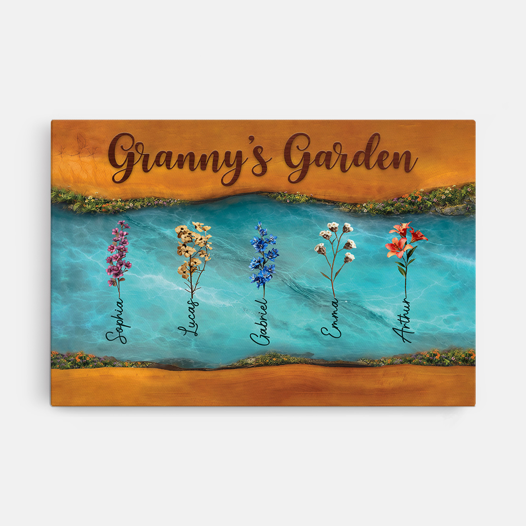 Personalised Granny's Garden Canvas / Poster - Custom Gift For Granny/Mum