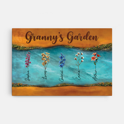 Personalised Granny's Garden Canvas / Poster - Custom Gift For Granny/Mum