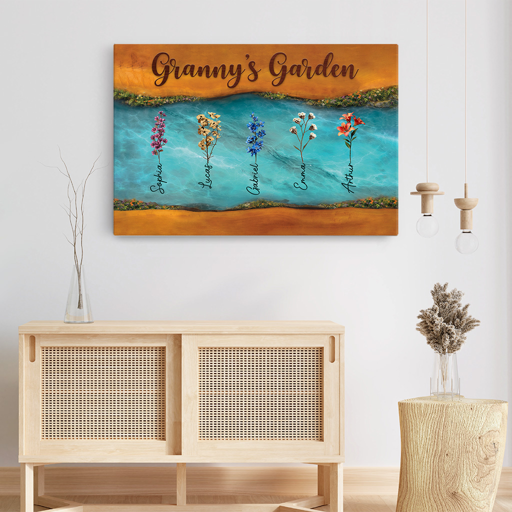 Personalised Granny's Garden Canvas / Poster - Custom Gift For Granny/Mum