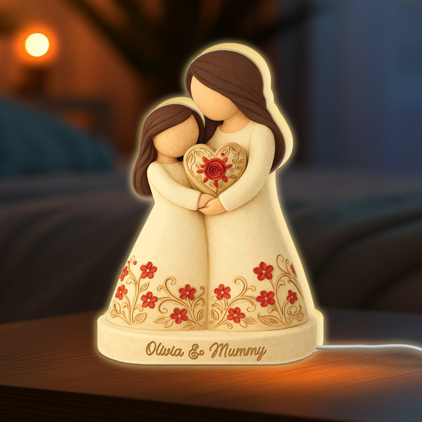 Personalised Mother and Daughter Light Box - Custom Gift for Mum/Granny