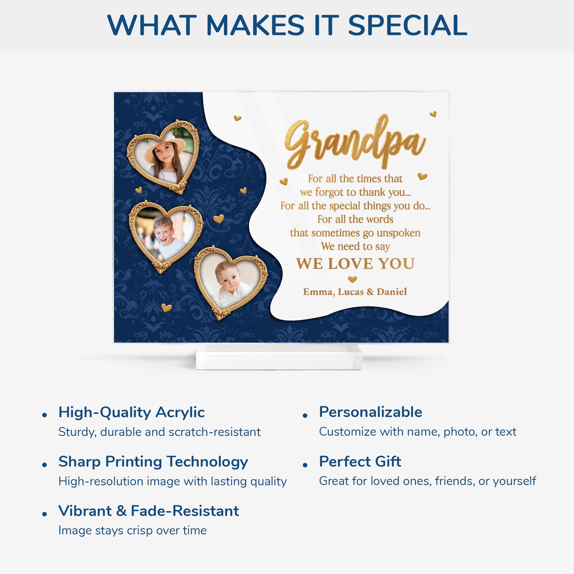 Personalized Custom Photo Acrylic Plaque - Mother’s Day Gift for Mom & Grandma