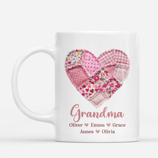 Personalized Pink Heart Mug with Names - Thoughtful Gift for Grandma & Mom