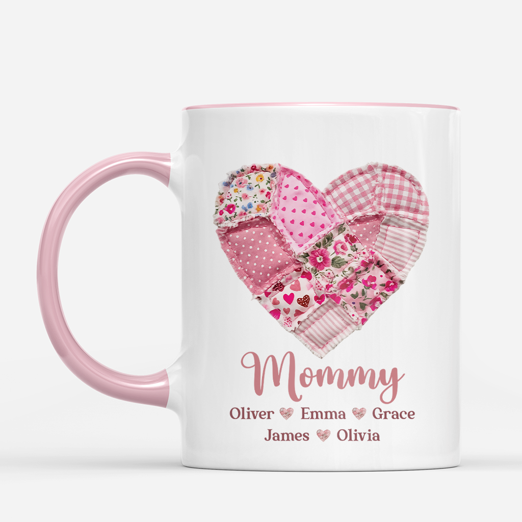 Personalized Pink Heart Mug with Names - Thoughtful Gift for Grandma & Mom