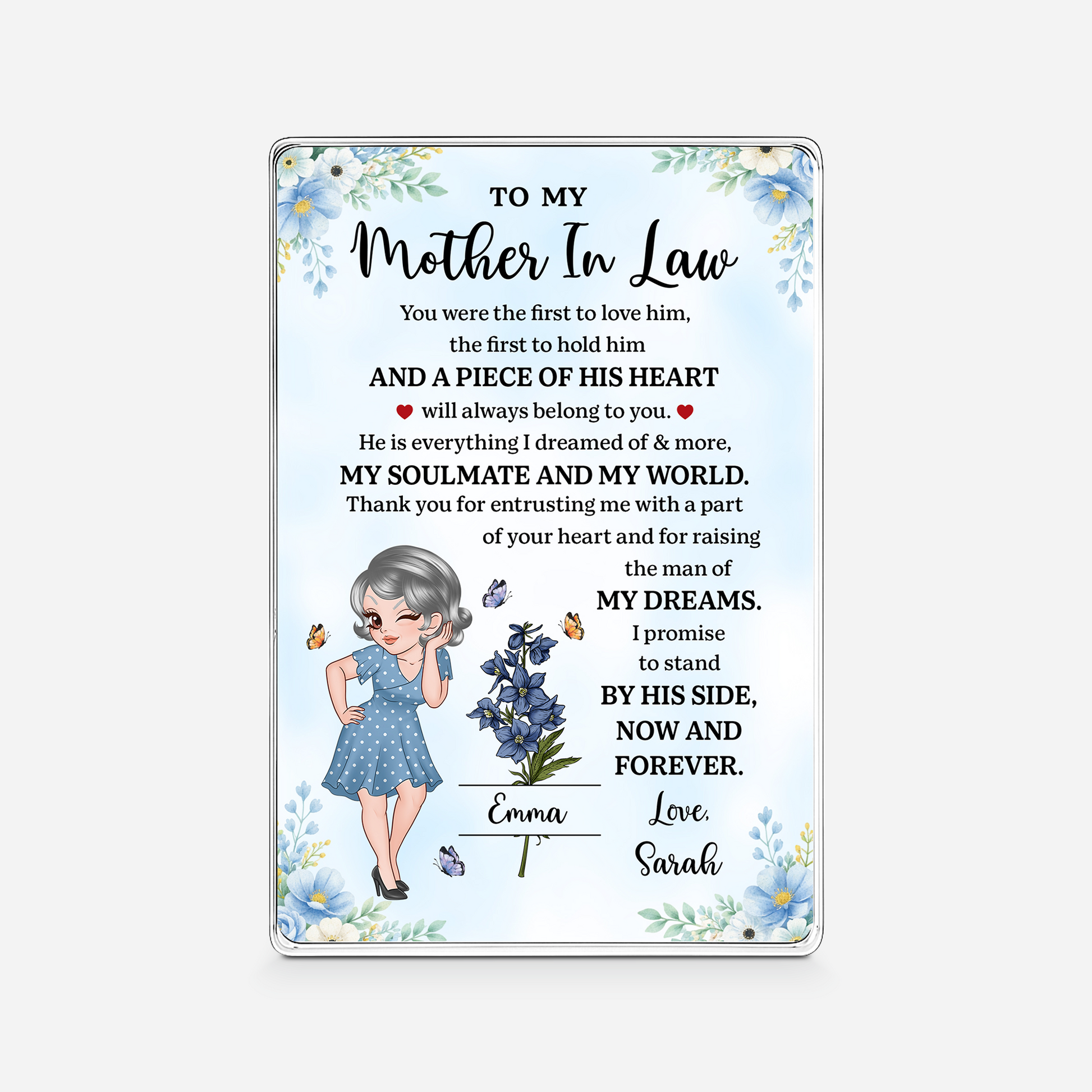 Personalized Rectangle Acrylic Plaque - Gifts for Mother in Law