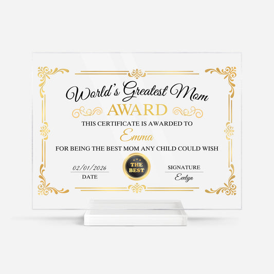 Personalized Award Plaque - Custom Gift for Mom & Grandma