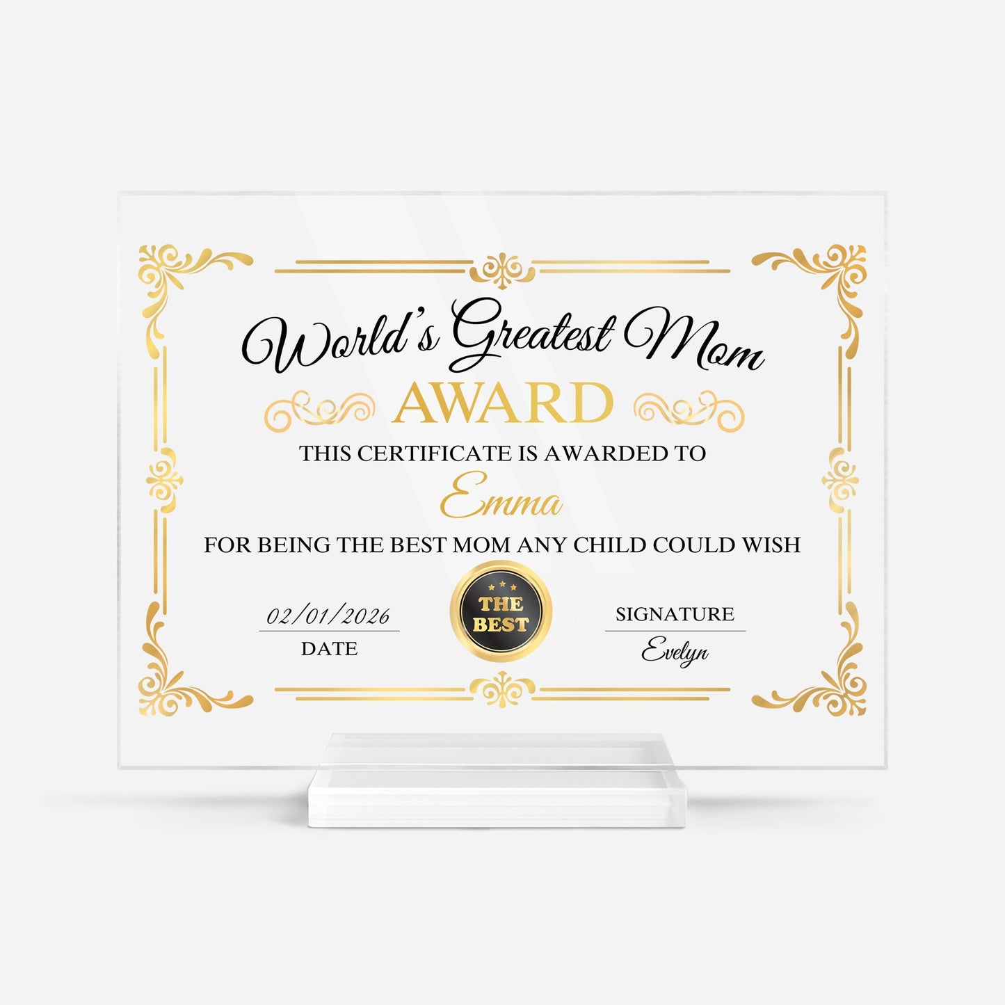 Personalized Award Plaque - Custom Gift for Mom & Grandma