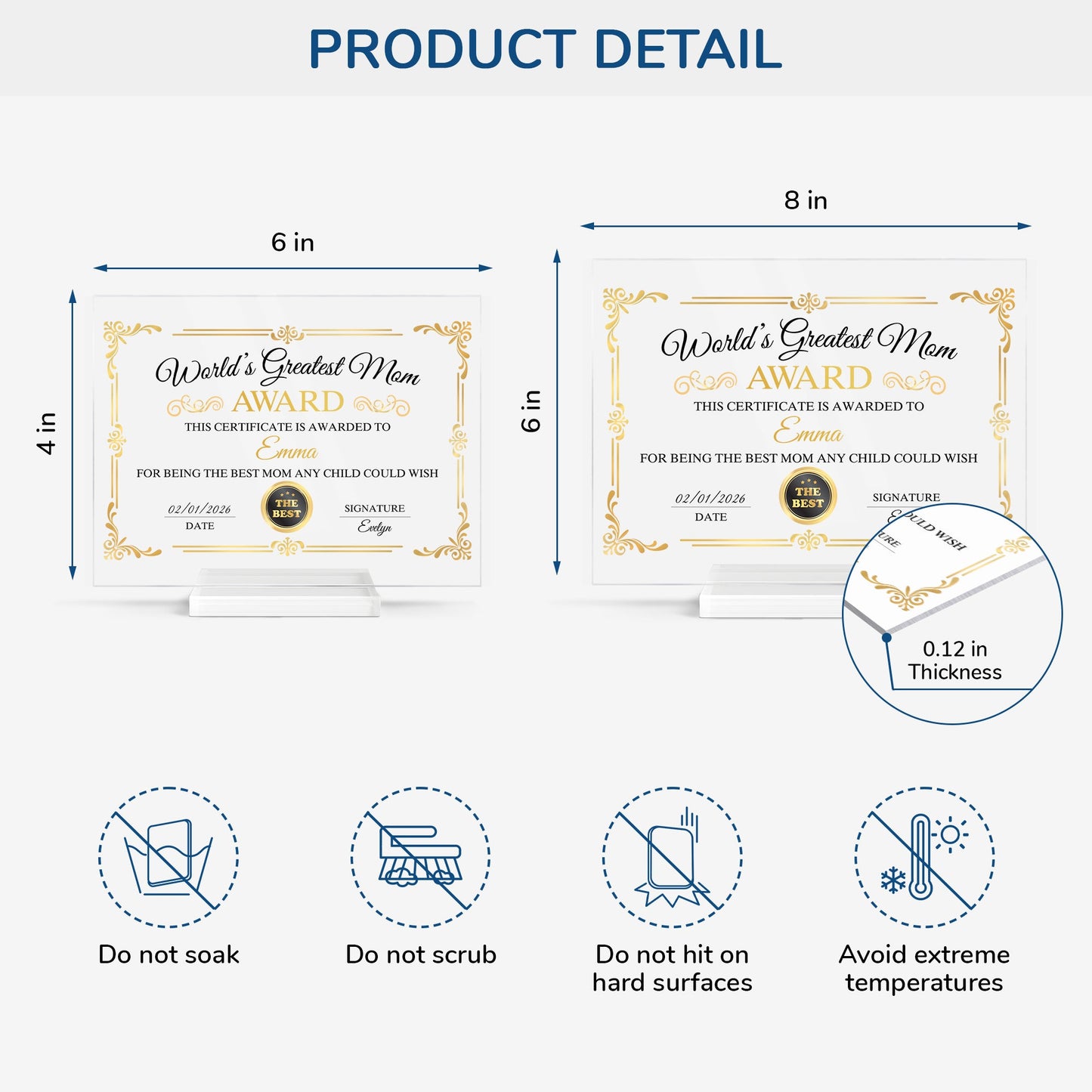 Personalized Award Plaque - Custom Gift for Mom & Grandma