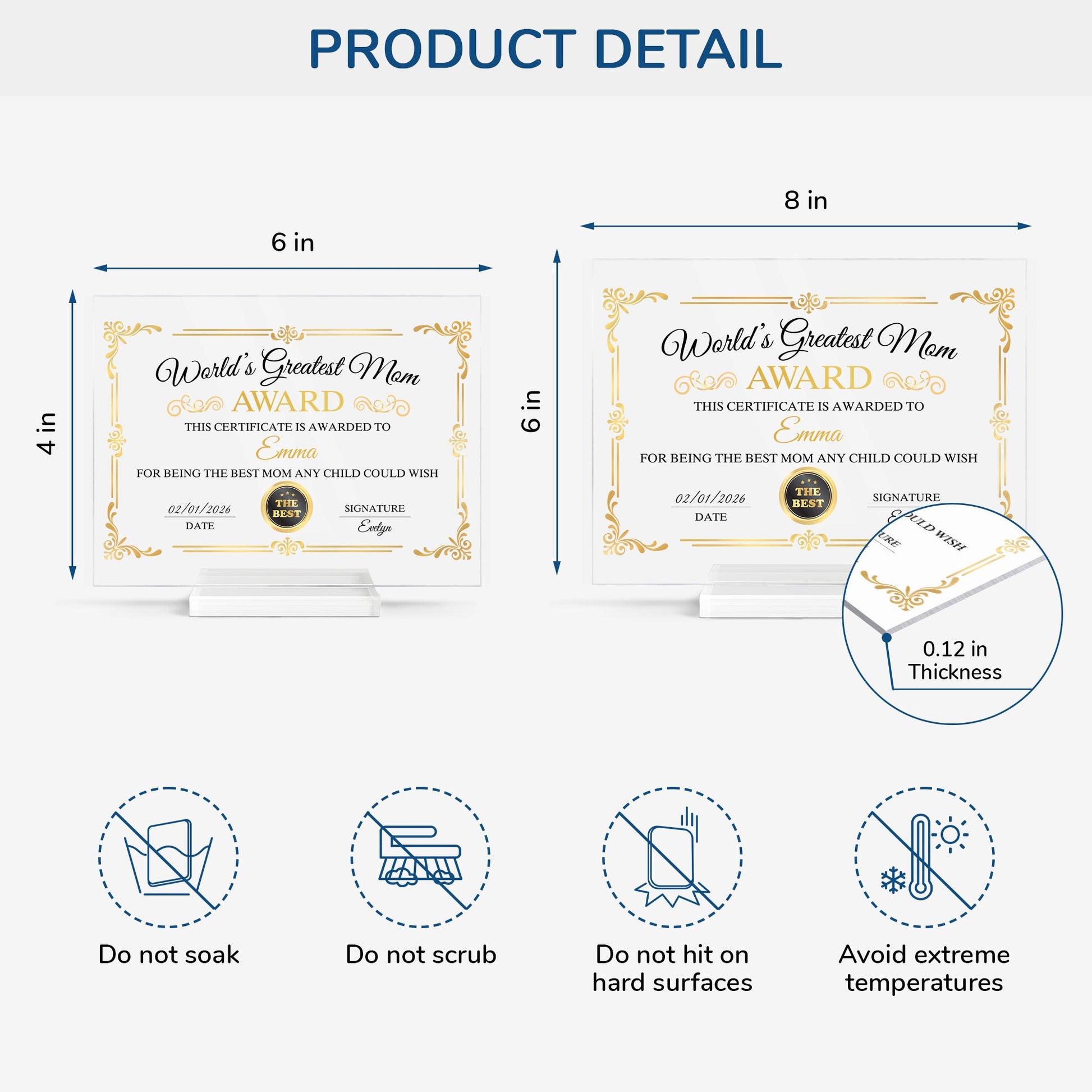 Personalized Award Plaque - Custom Gift for Mom & Grandma