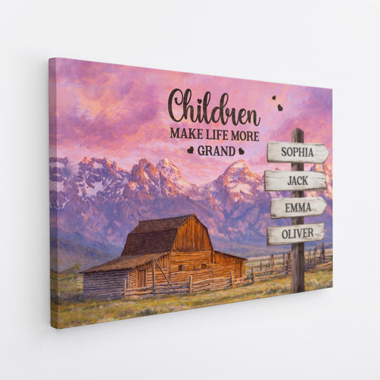 “Grandkids Make Life More Grand” Personalised Canvas / Poster - Custom Gift for Grandparents