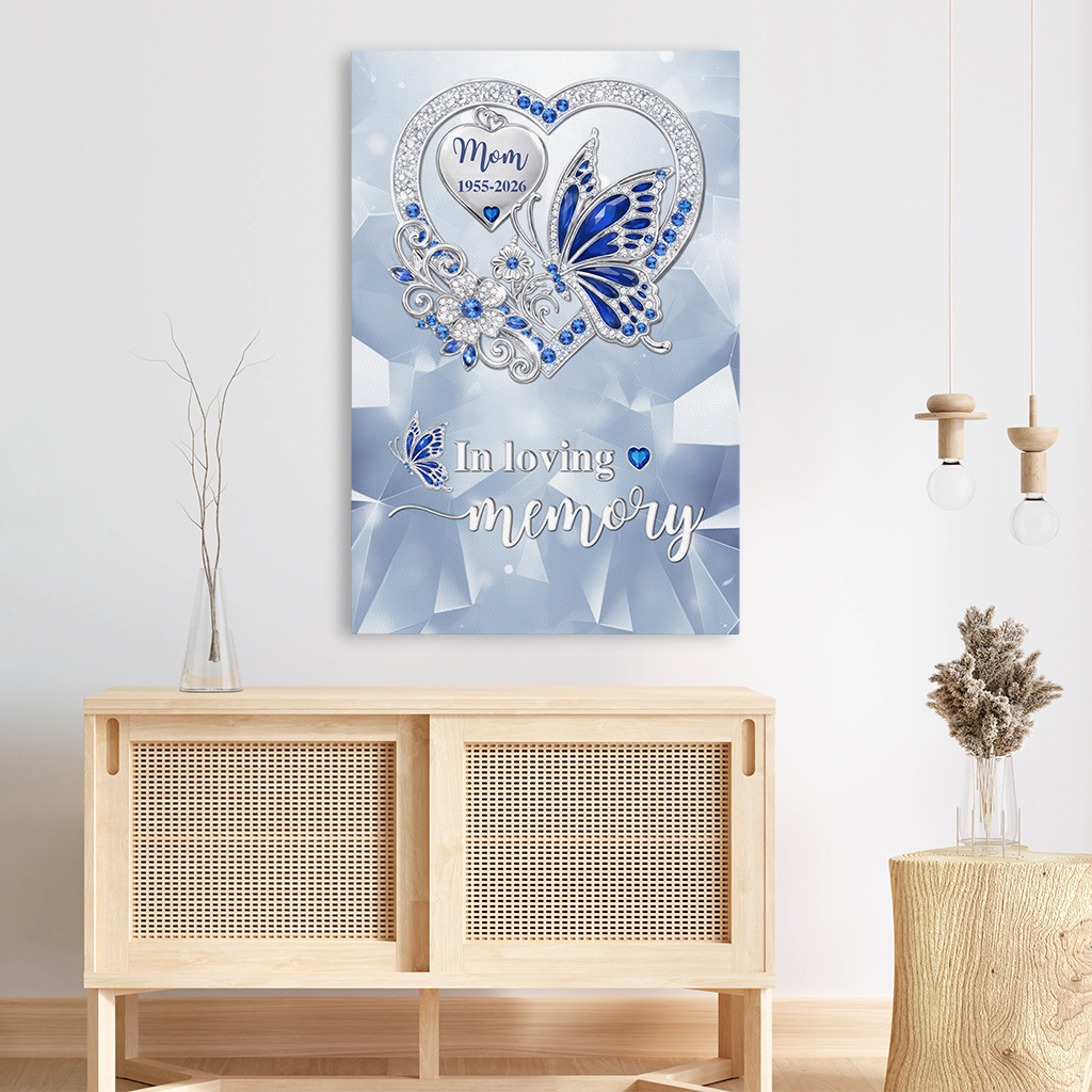 Personalized Butterfly Memorial Canvas / Poster - Custom Gifts For Loss of Mom/Dad