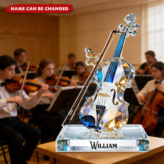 Violin Music Crystal Effect Acrylic Plaque - Personalized Gift for Violinist