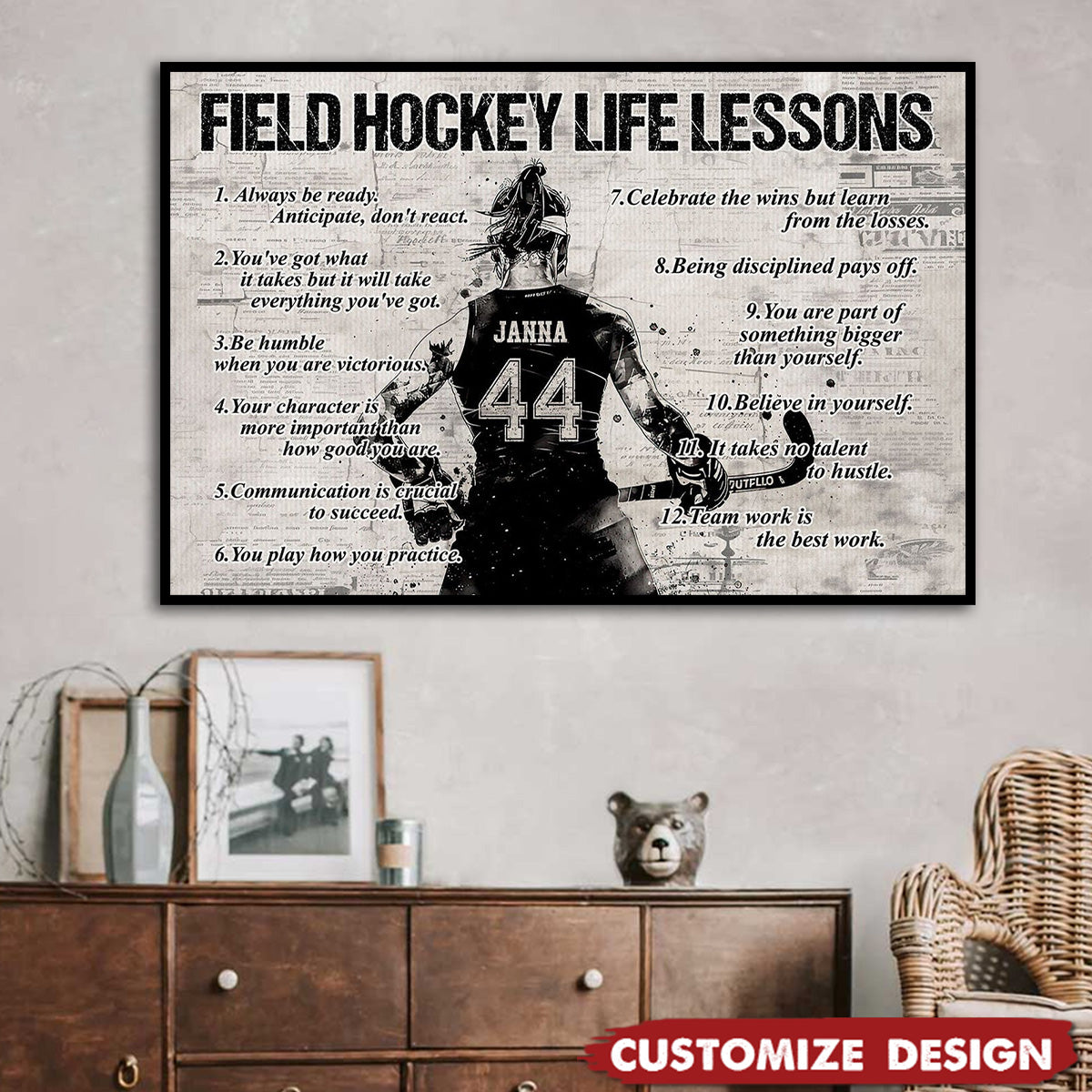 Personalized Field Hockey Life Lessons Poster / Canvas - Gift For Field Hockey Lovers