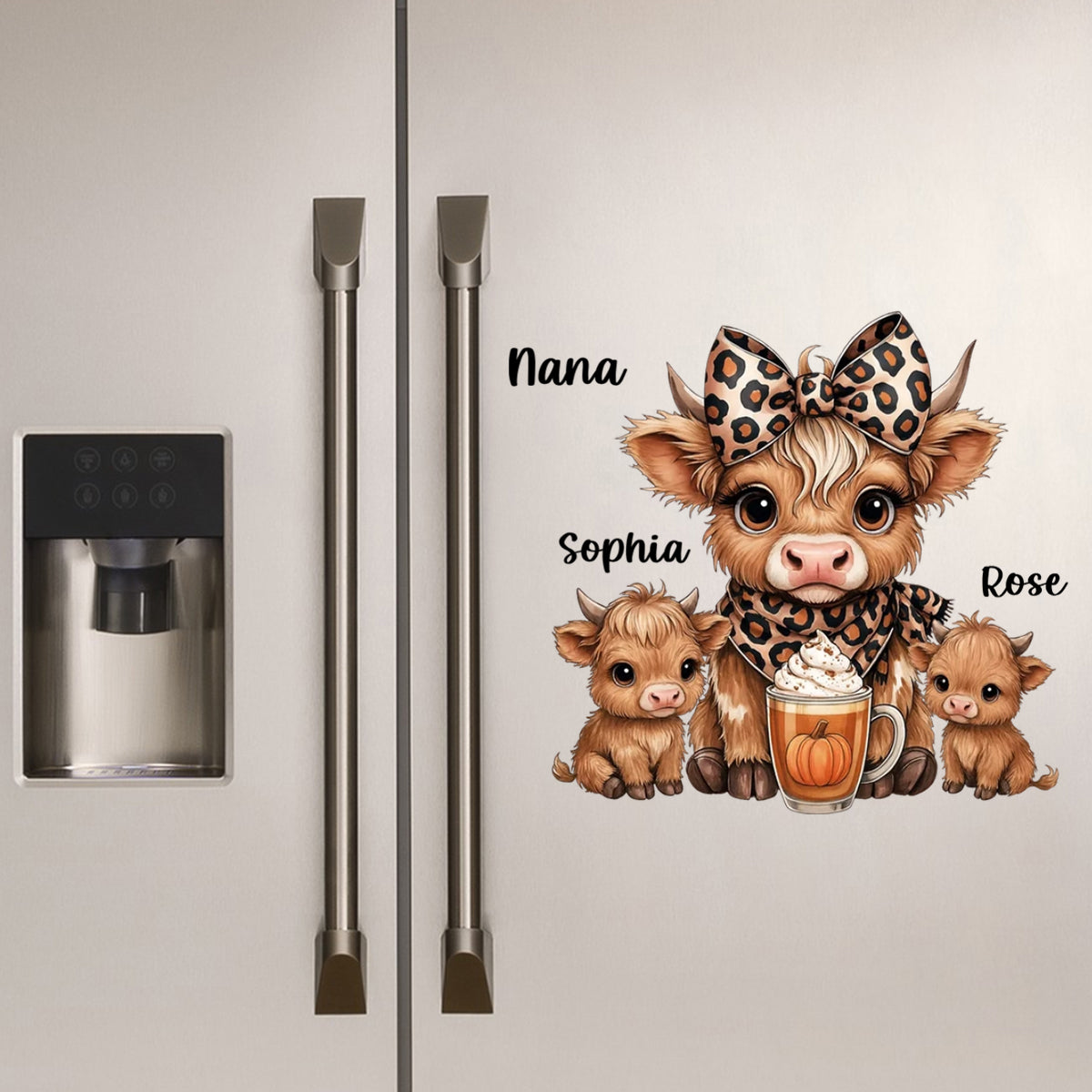 Custom Highland Cow Family Decal personalization view for Grandma