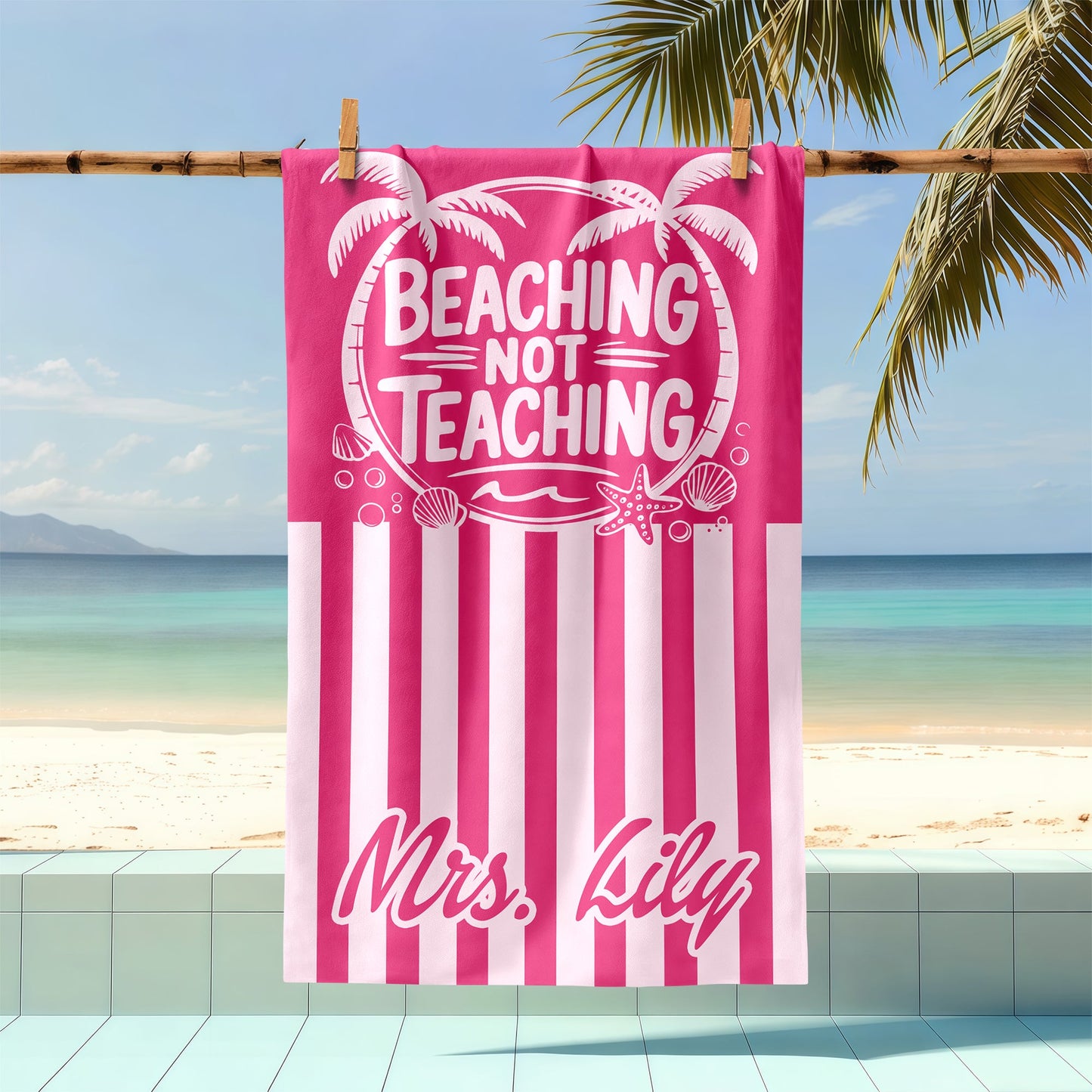 Custom Teacher Beach Towel for Teacher with personalized design details for meaningful gifting