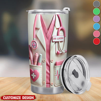 Stethoscope Heart Design - Personalized Tumbler - Gift For Nurse & Doctor