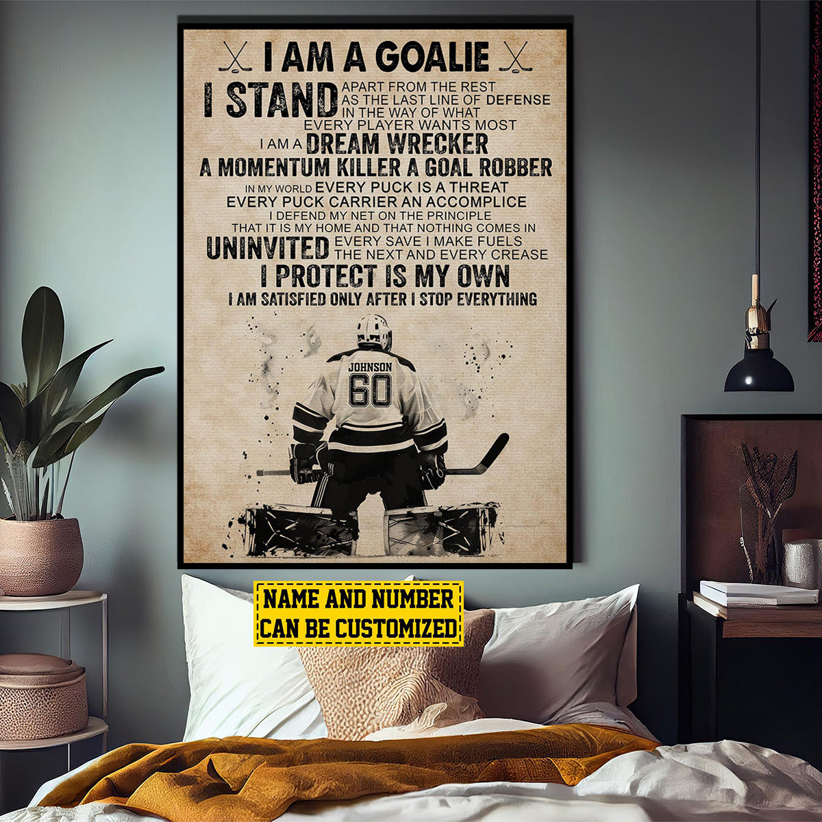 Personalized Hockey Goalie Player Poster / Canvas - Gift For Hockey Lovers