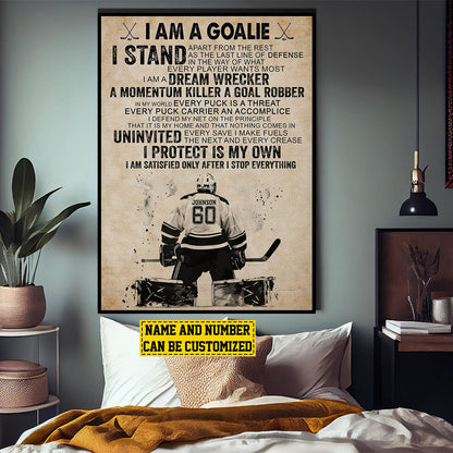 Personalized Hockey Goalie Player Poster / Canvas - Gift For Hockey Lovers
