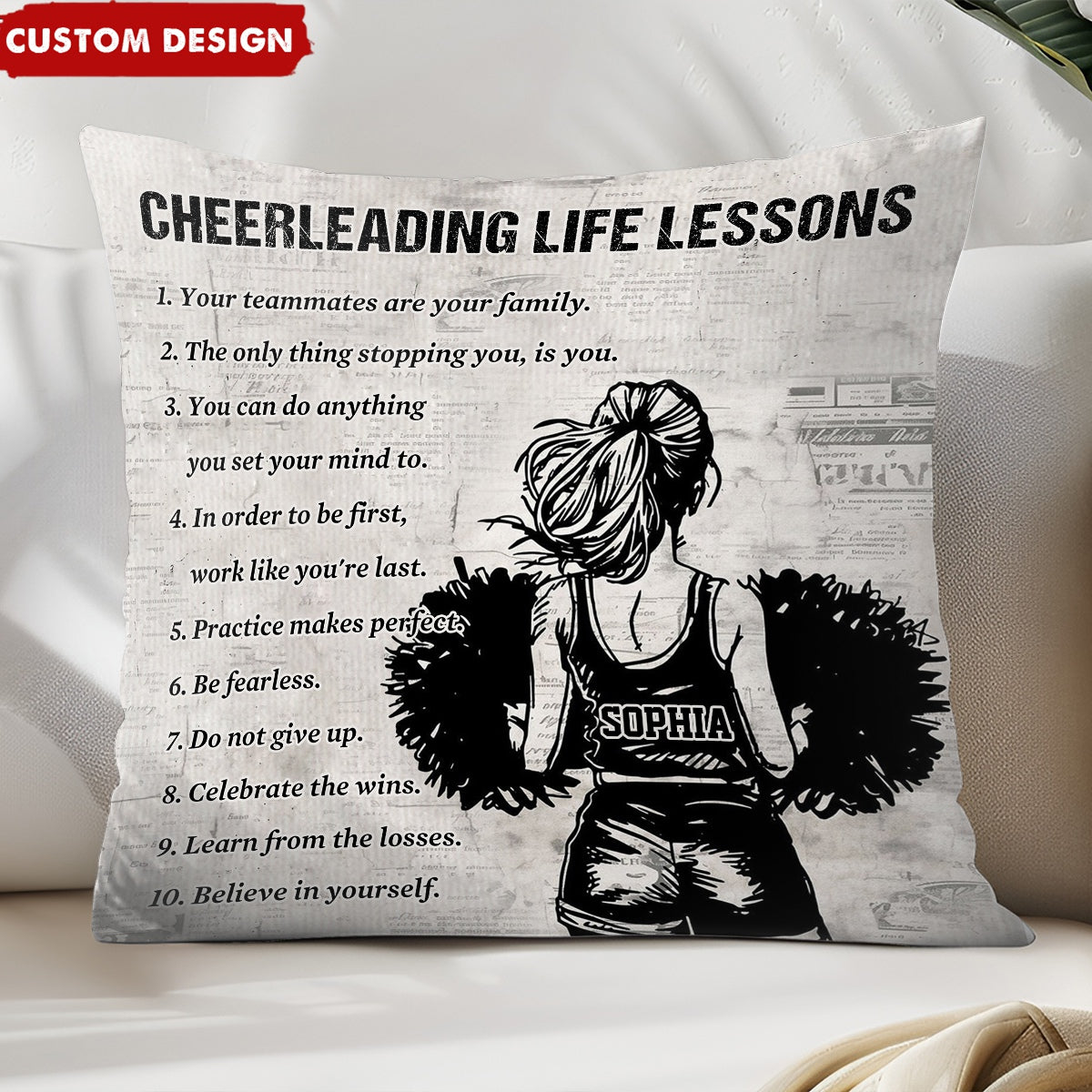 Personalized Cheerleading Life Lessons Girl Pillow - Gift For Cheerleading Lovers