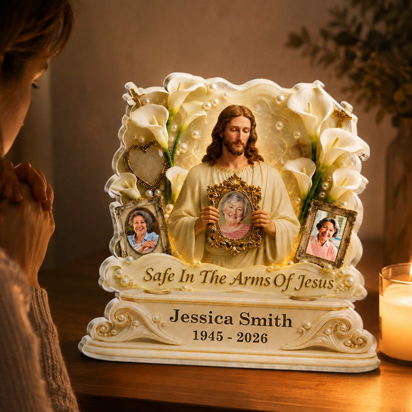 Personalized Jesus Memorial Plaque personalization view for Family