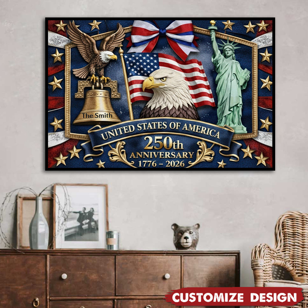 USA 250th Anniversary - Personalized Custom Patriot Poster / Canvas