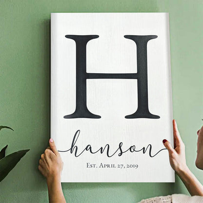 Monogram Family Name Sign - Personalized Custom Family Canvas / Poster