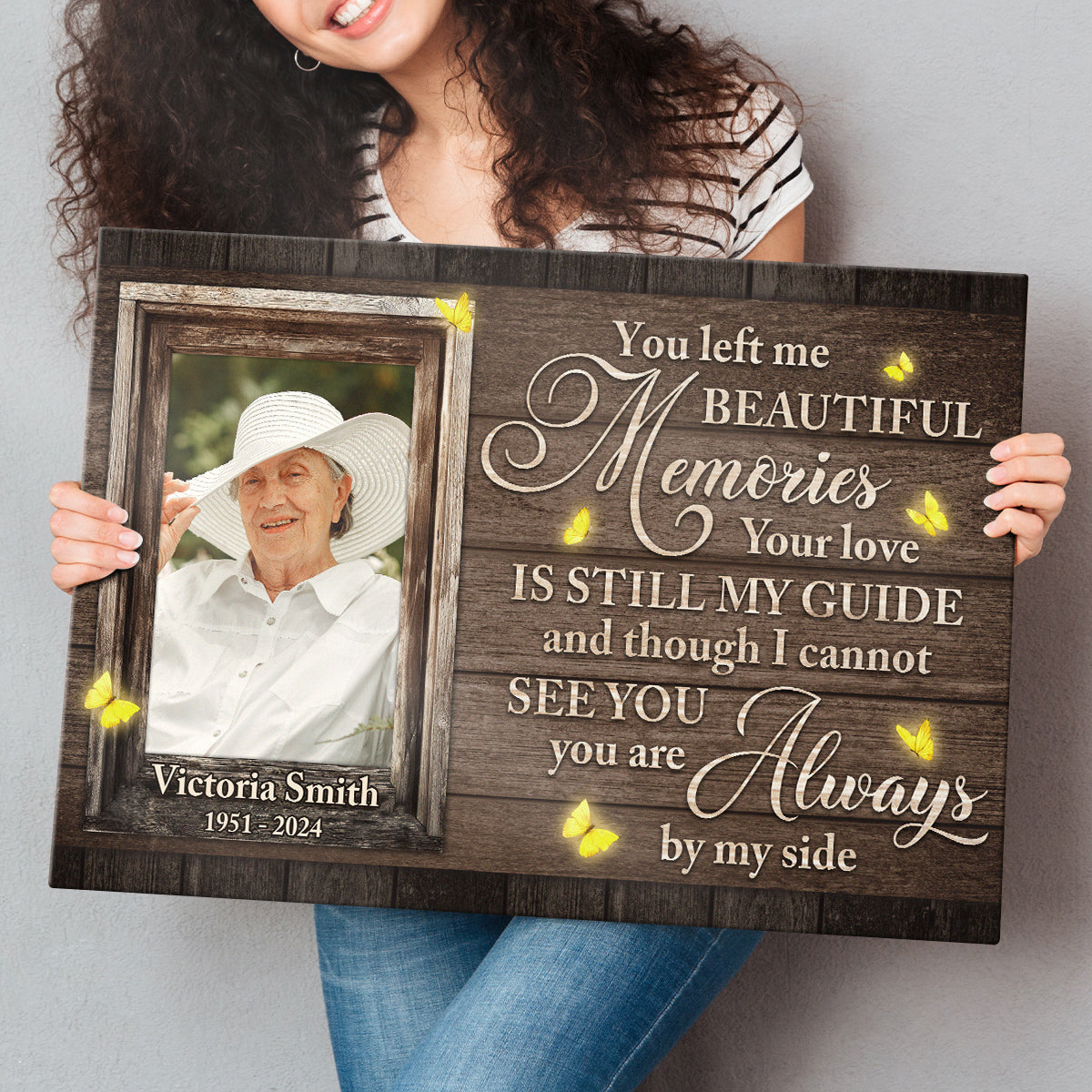 You Left Me Beautiful Memories - Personalized Customized Photo Memorial Canvas / Poster
