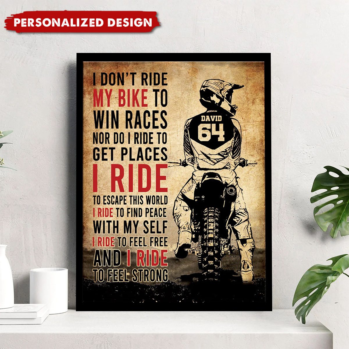 Personalized Motocross Name & Number Poster / Canvas - Gift for Motocross Lovers