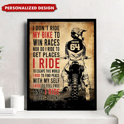 Personalized Motocross Name & Number Poster / Canvas - Gift for Motocross Lovers