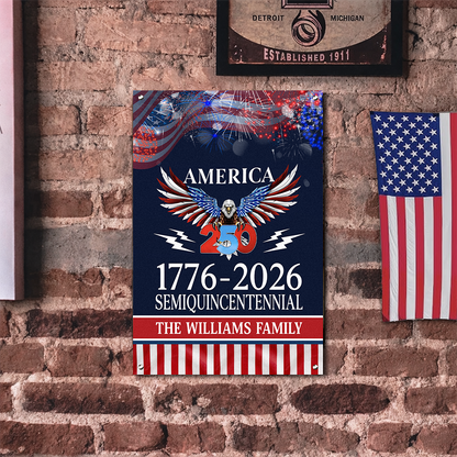 America 250 Years - Custom Family Name Metal Sign