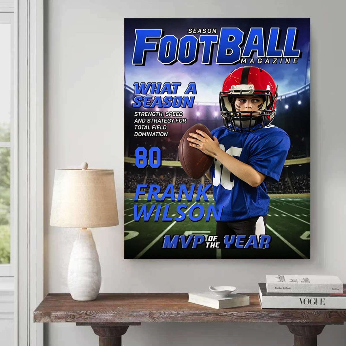 Personalized American Football Magazine Cover Poster / Canvas - Custom Photo Gift for Fans