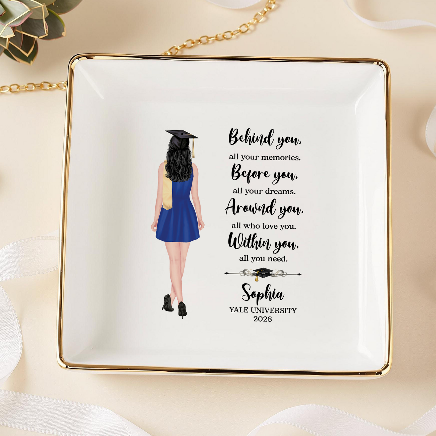 Personalized Graduation Jewelry Dish - Class of 2026 Gift for Her