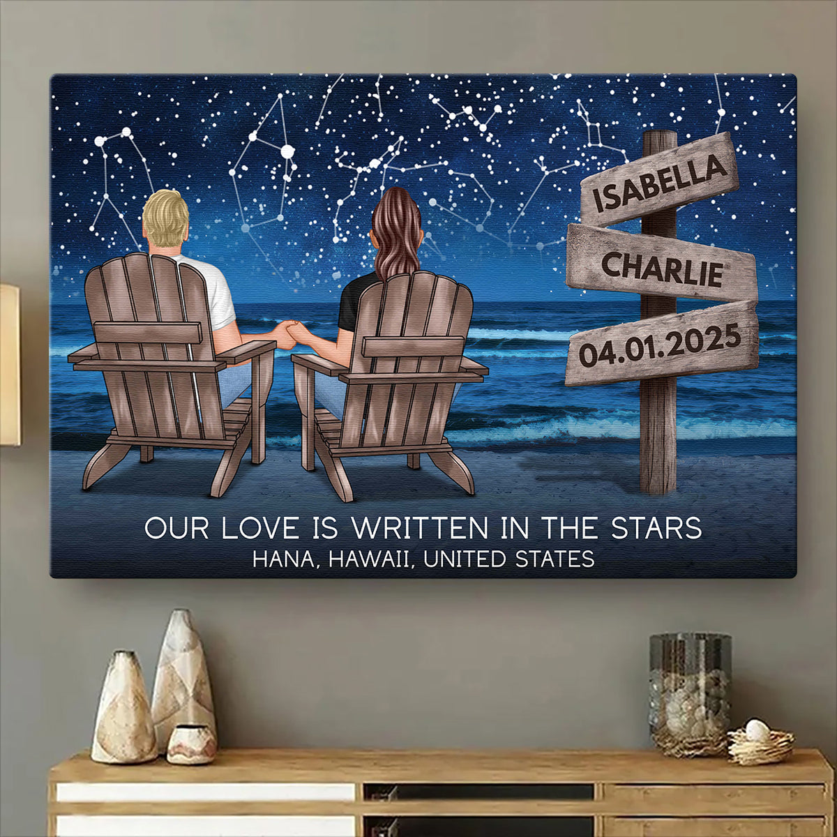 Personalized Customized Our Love Is Written In The Stars Canvas / Poster - Custom Gifts For Couple Anniversary