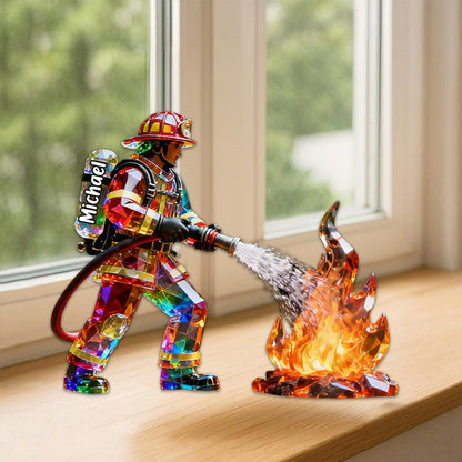 Plaque material and size view - Personalized Firefighter Gift
