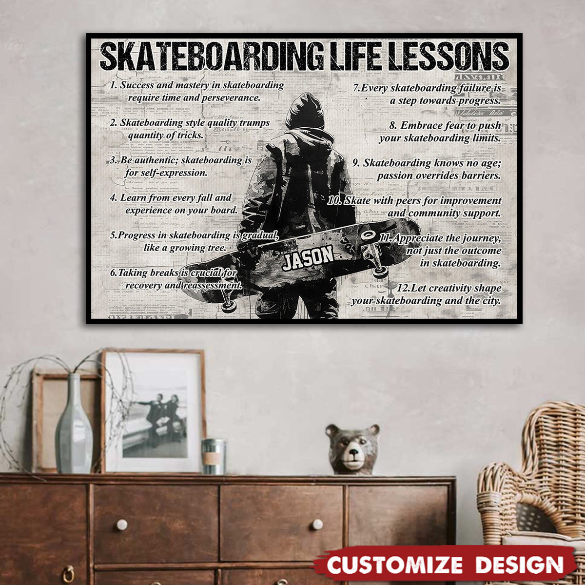 Personalized Skateboarding Life Lessons Poster / Canvas - Gift For Skateboarding Lovers